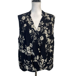 Rag & Bone New York Blouse Top sz XL Black Tan Floral Peasant Boho Style Womens